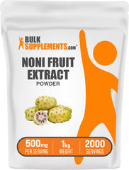BulkSupplements Noni Fruit Extract Powder packaging for convenient daily use.