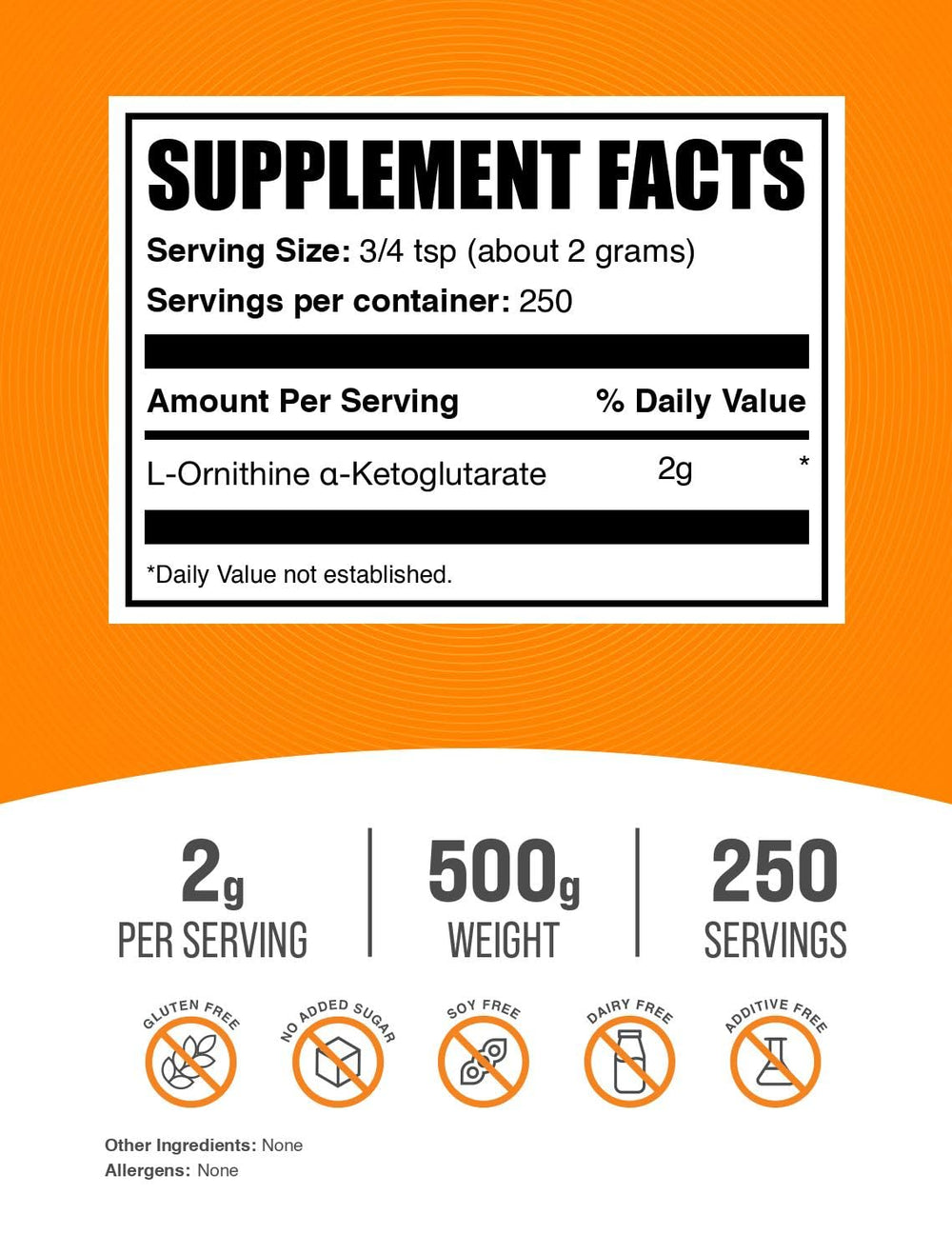 BulkSupplements OKG powder scoop shows precise serving measurement.