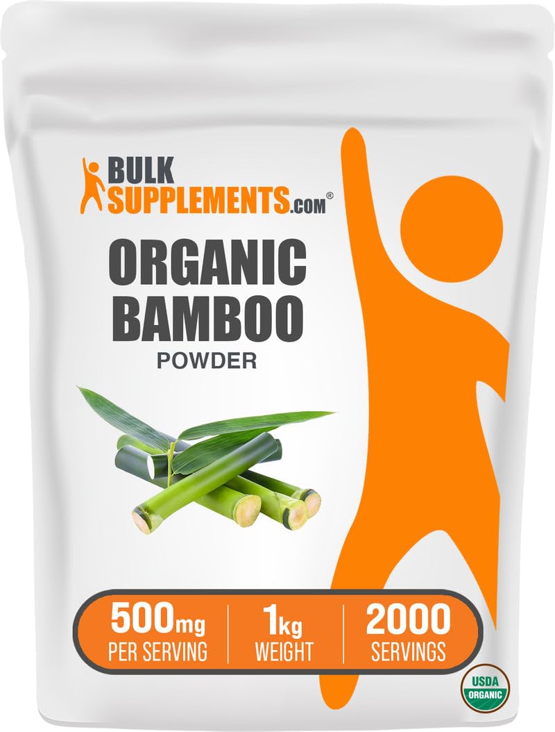 BulkSupplements Organic Bamboo Powder bottle ready for daily silica support