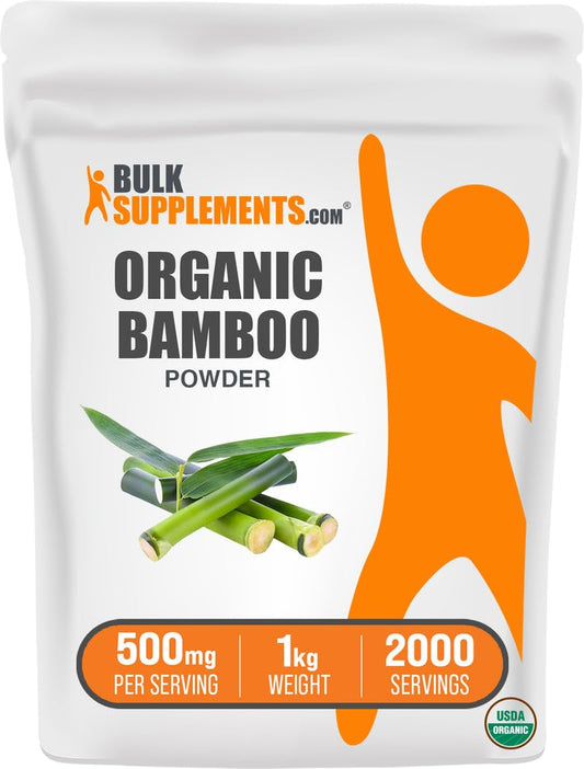 BulkSupplements Organic Bamboo Powder bottle ready for daily silica support