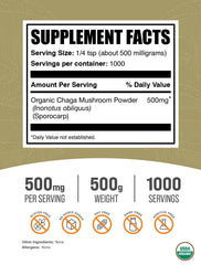 BulkSupplements chaga powder container front showing label and purity.