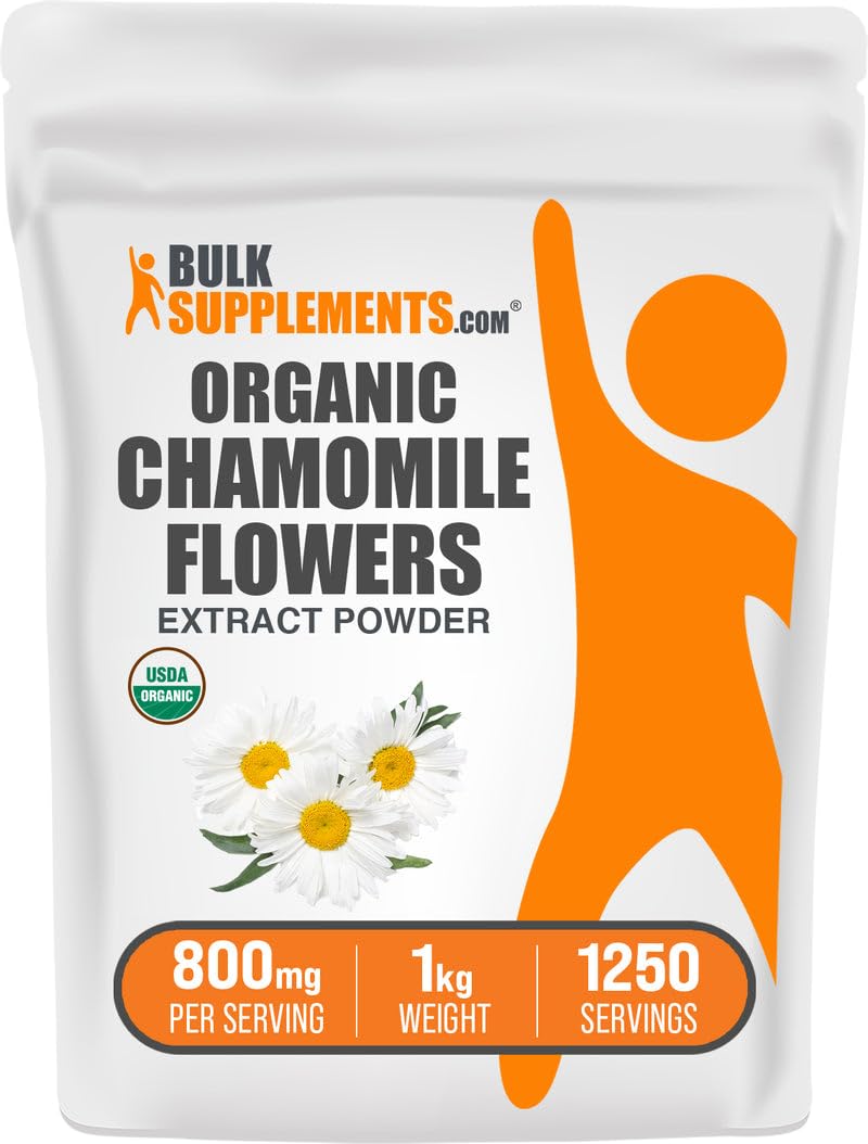 BulkSupplements Organic Chamomile Extract powder package for easy daily use in tea or blends