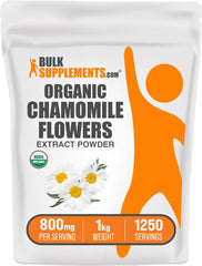 BulkSupplements Organic Chamomile Extract powder package for easy daily use in tea or blends