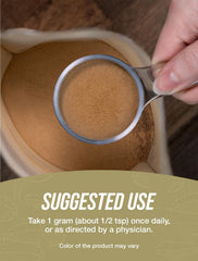 Pouring Lions Mane powder from dispensing jar into bowl