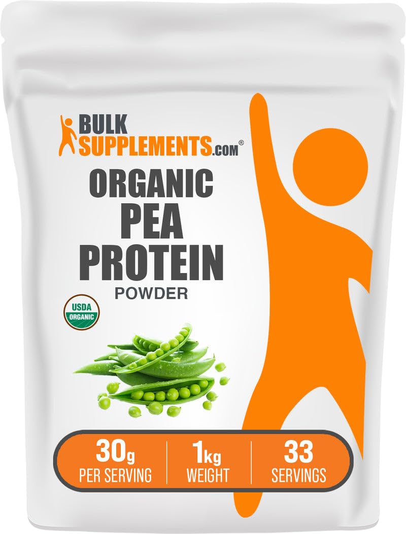 BulkSupplements Organic Pea Protein Powder bottle showing a vegan protein option.