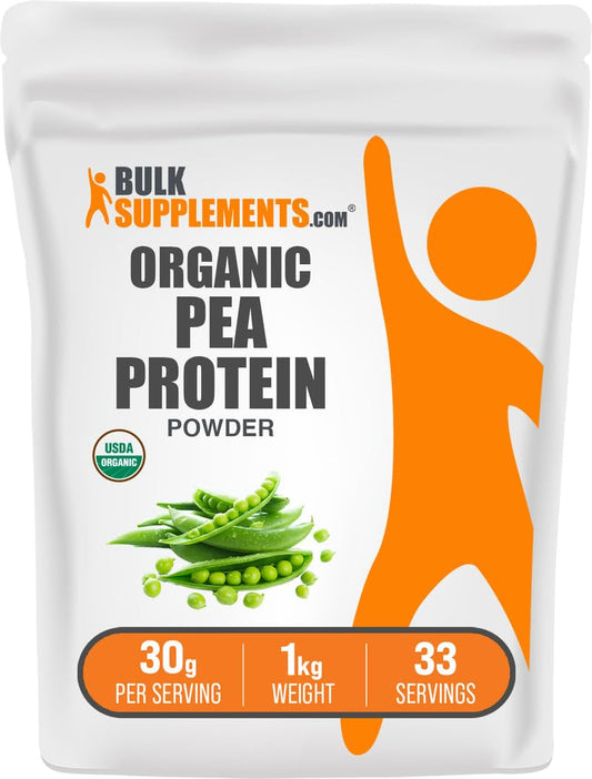 BulkSupplements Organic Pea Protein Powder bottle showing a vegan protein option.