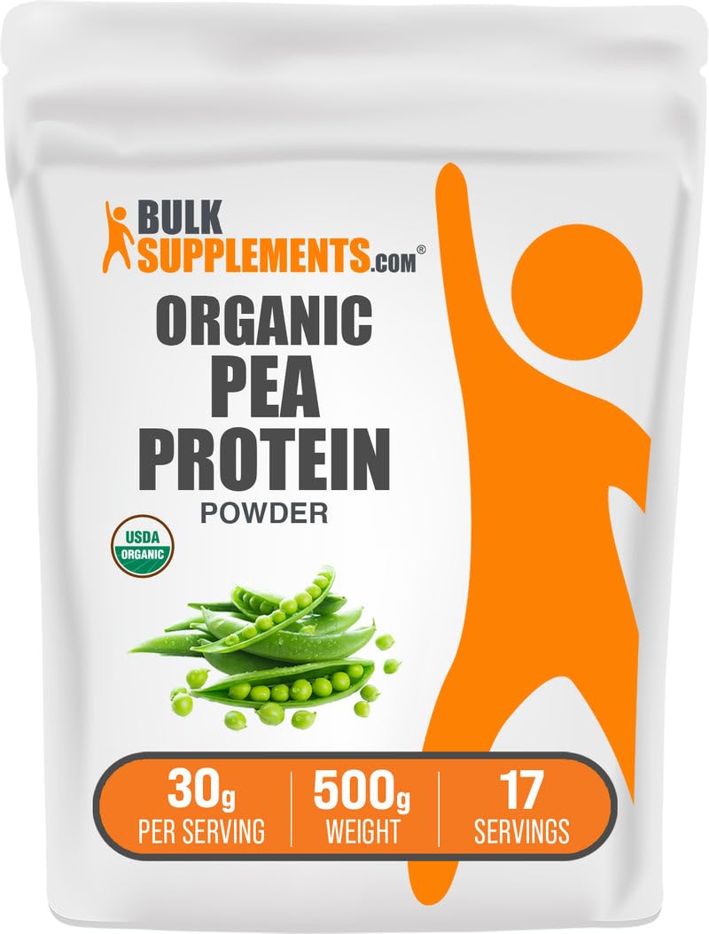 BulkSupplements Organic Pea Protein Powder bottle showing gluten-free plant-based option