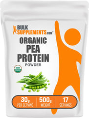BulkSupplements Organic Pea Protein Powder bottle showing gluten-free plant-based option