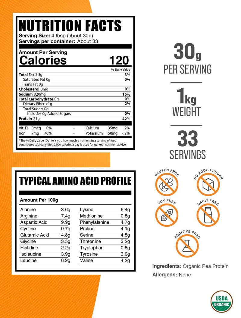 BulkSupplements Organic Pea Protein Powder scoop ready for a post-workout shake.