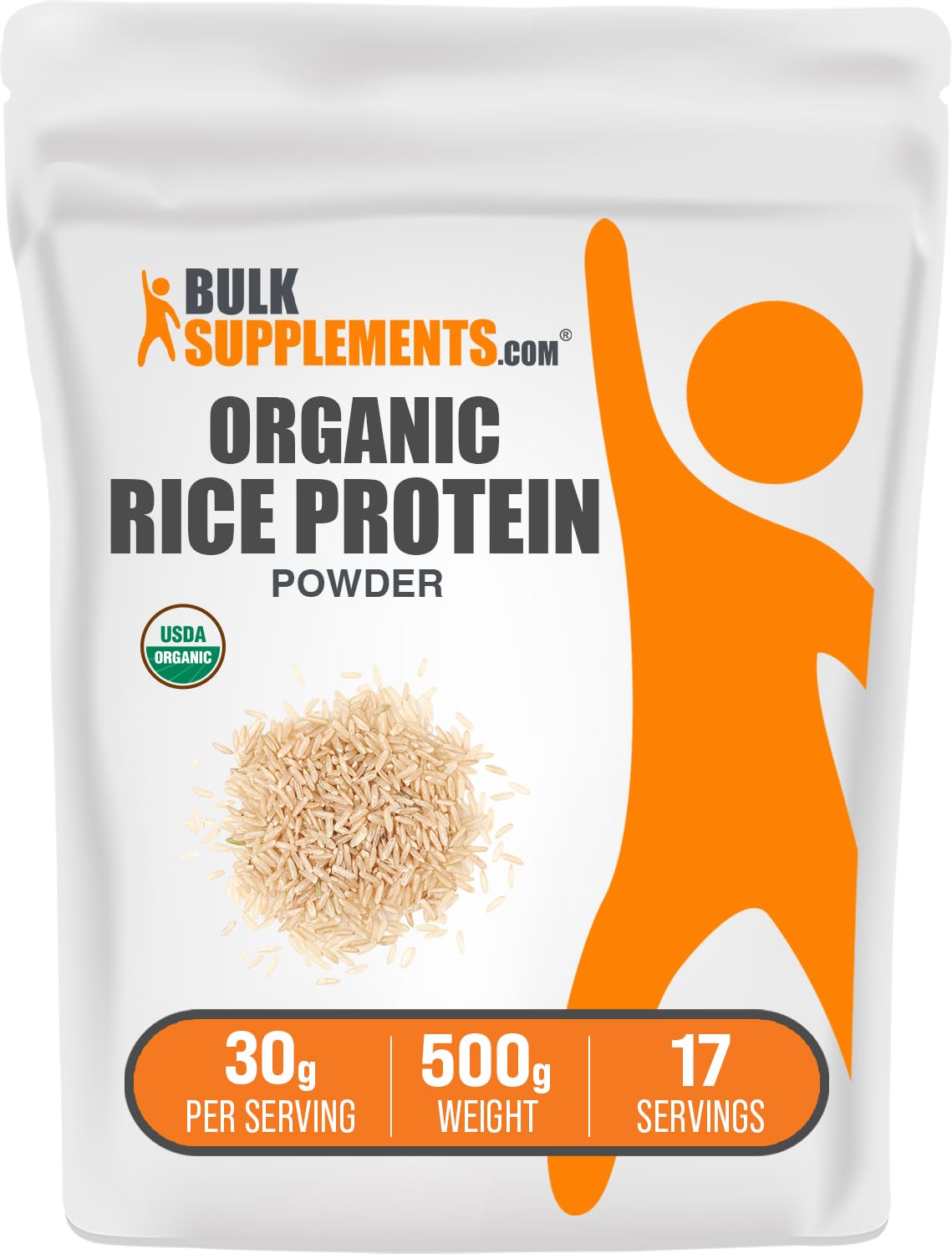 BulkSupplements Organic Rice Protein Powder in a bowl for vegan protein