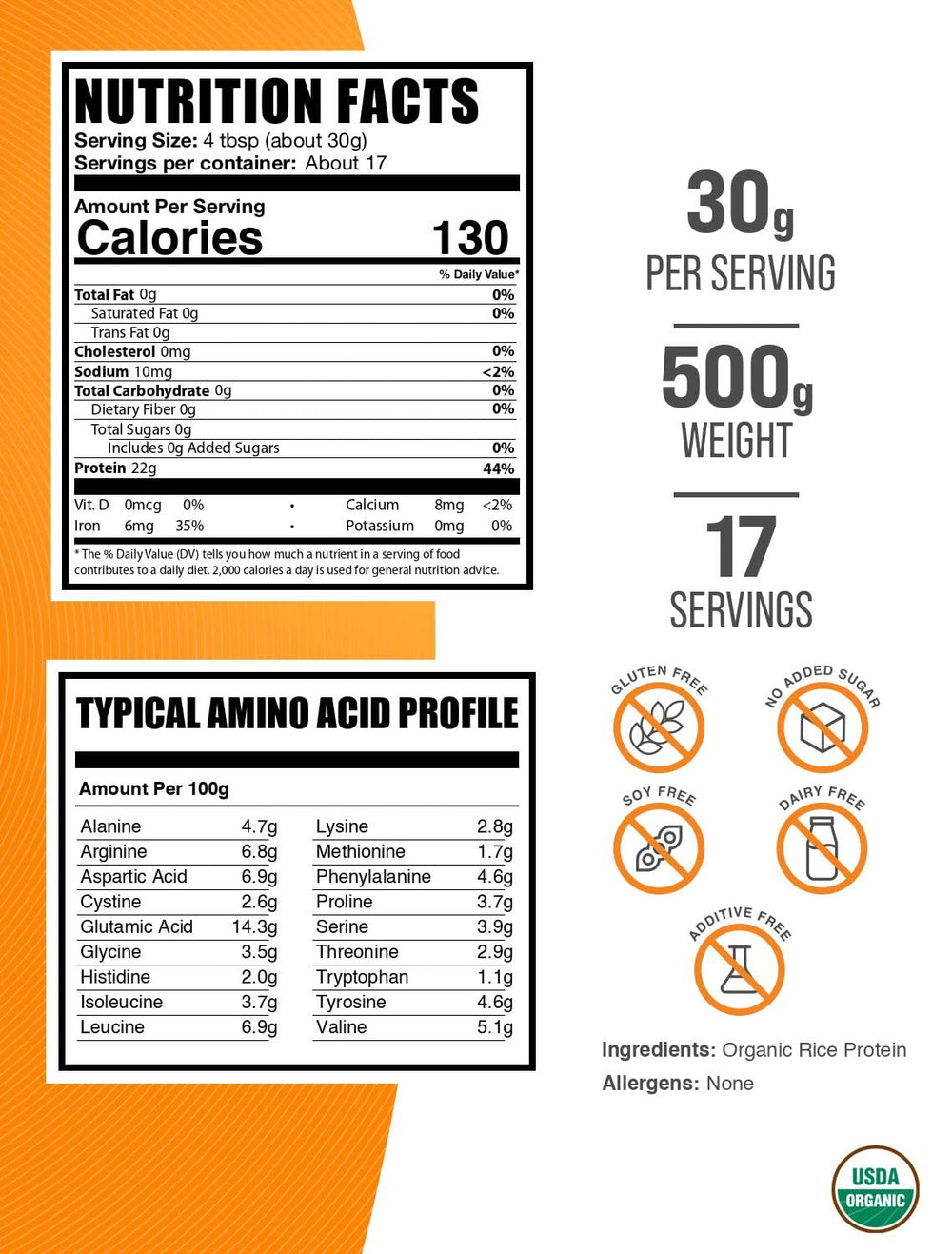 BulkSupplements Organic Rice Protein Powder with spoon for quick vegan shakes