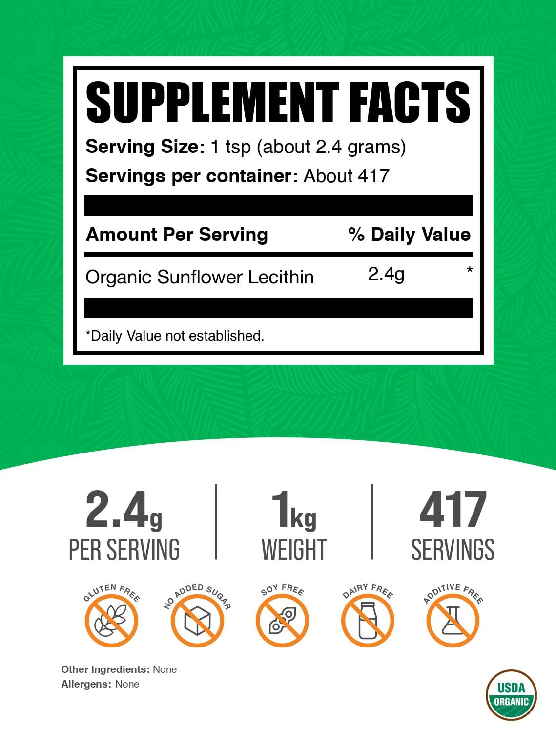 Sunflower Lecithin powder pour shows convenient daily use with BulkSupplements.
