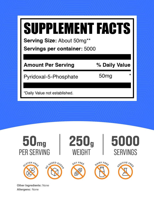 BulkSupplements P5P powder with scoop highlights easy daily dosing.