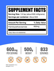 BulkSupplements Palmitoylethanolamide powder with scoop showing easy measurement for daily use.