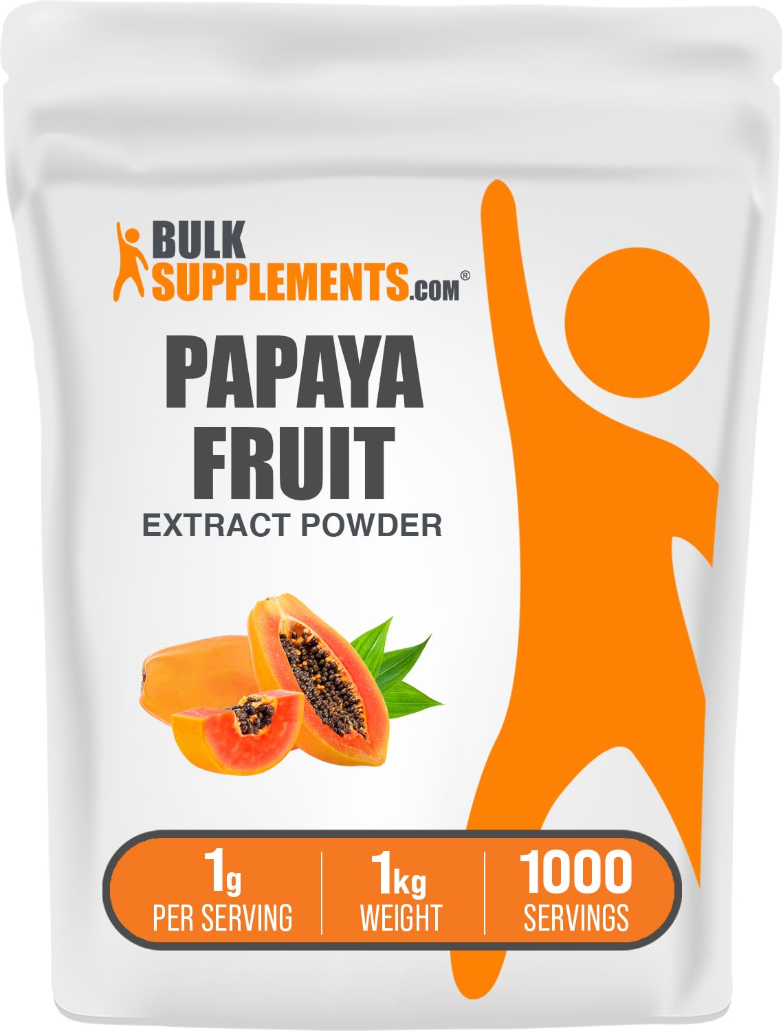 BulkSupplements Papaya Fruit Extract Powder bottle for daily digestive support