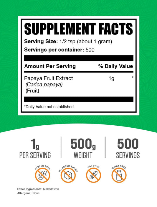 BulkSupplements Papaya Fruit Extract Powder pour demonstrates easy mixing for beverages