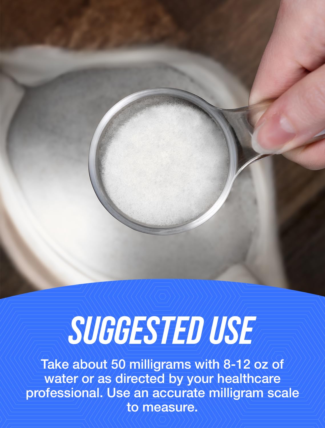 BulkSupplements pyridoxine hcl powder bottle on counter suggests easy integration