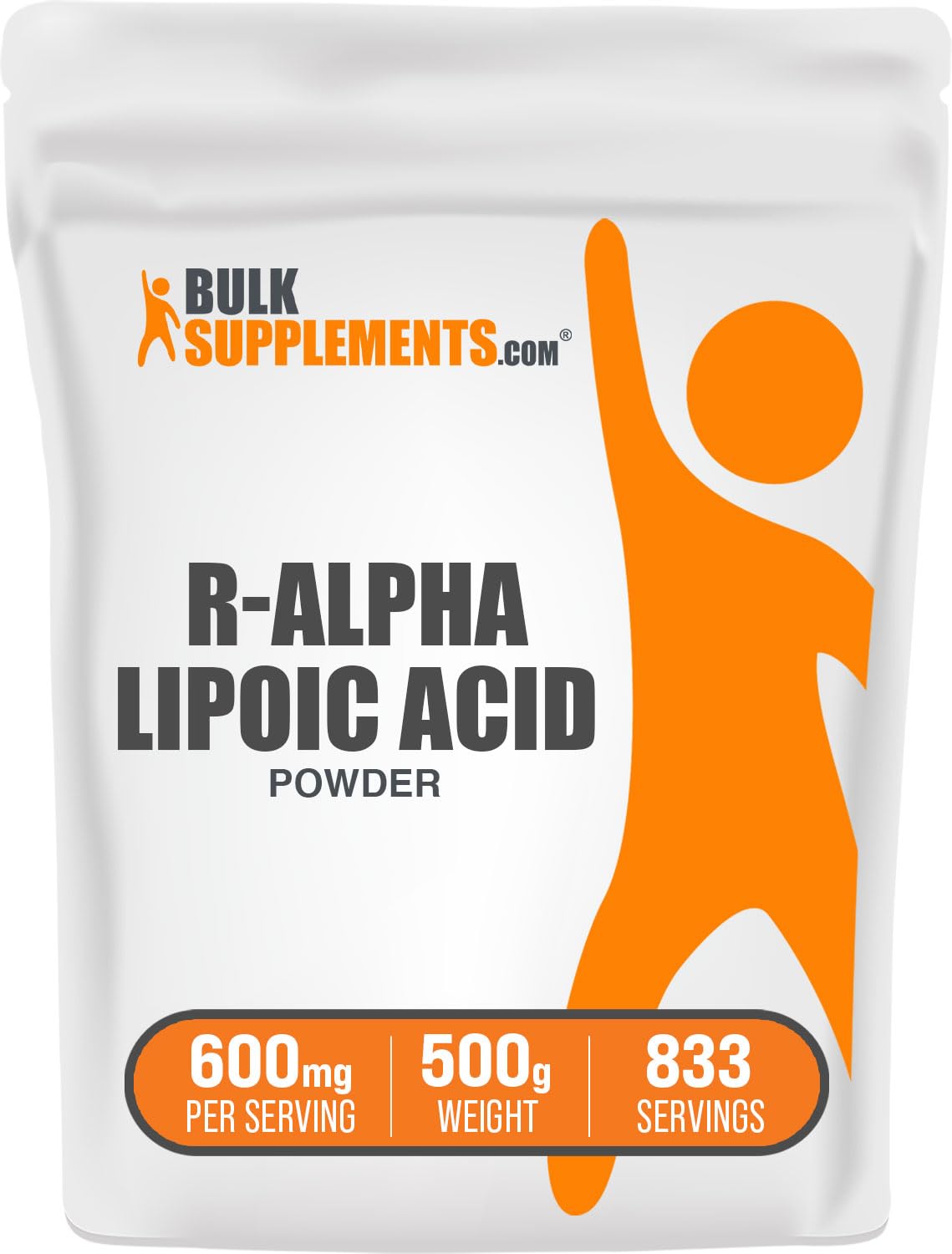 BulkSupplements R-ALA powder bottle for daily wellness and easy mixing.