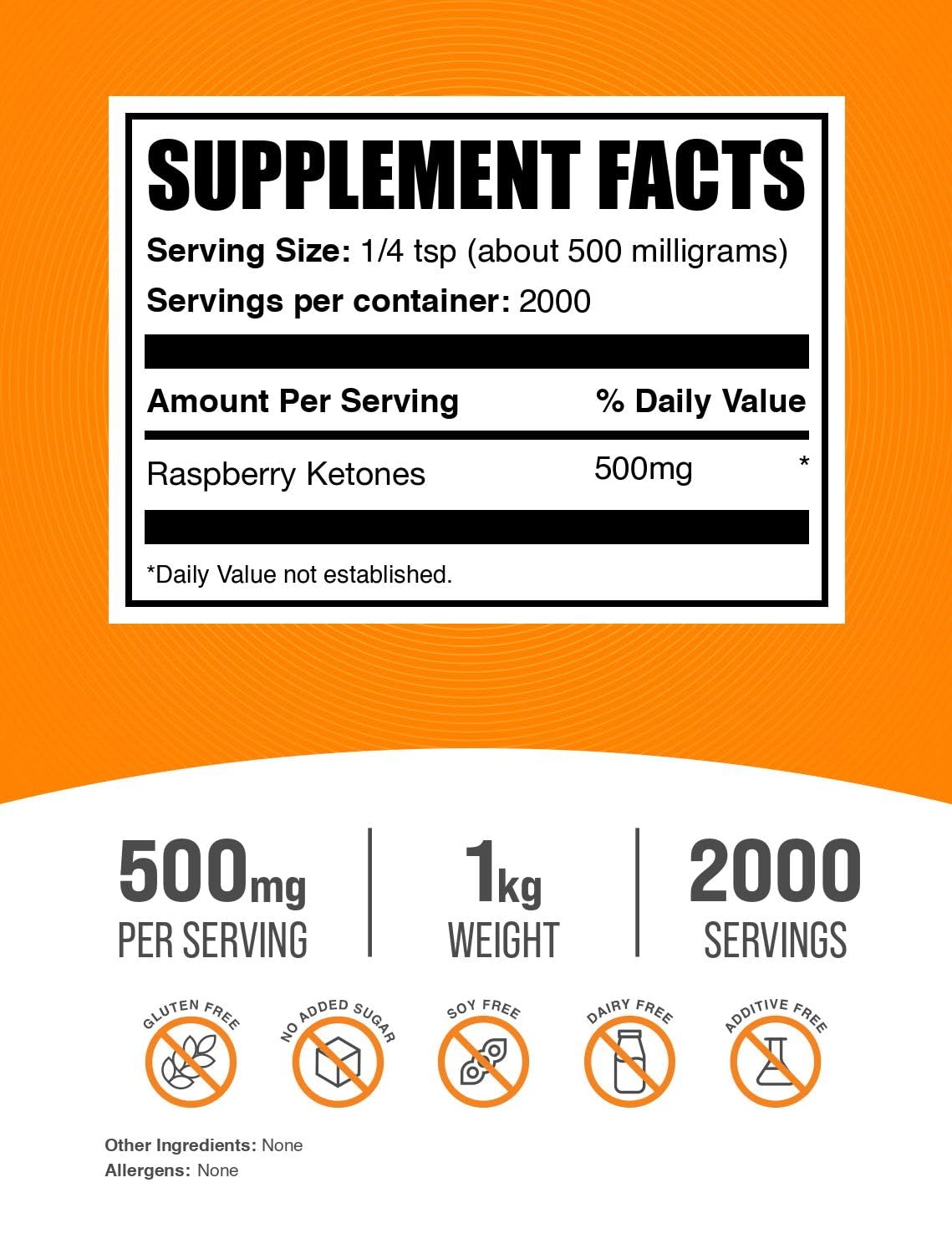 BulkSupplements Raspberry Ketones scoop beside measuring cup for simple mixing.