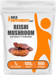 BulkSupplements Reishi mushroom extract powder bottle for daily wellness