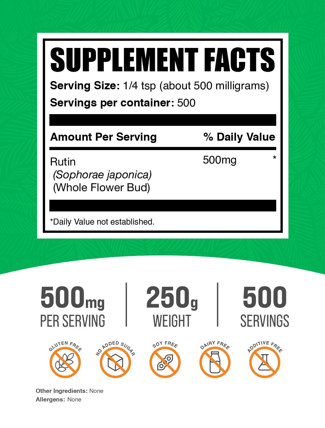 BulkSupplements Rutin Powder measuring scoop for easy daily dosage