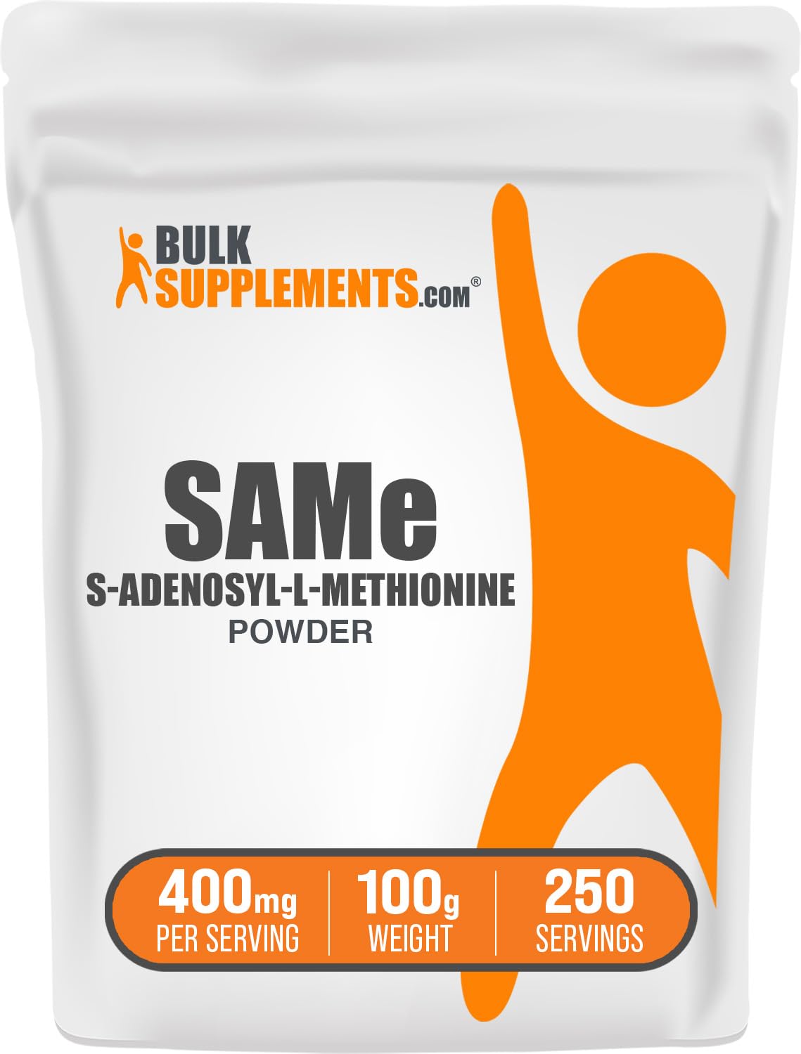 BulkSupplements SAM-e powder bottle view for daily use