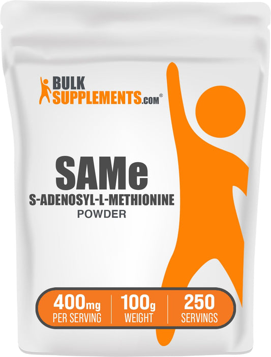 BulkSupplements SAM-e powder bottle view for daily use
