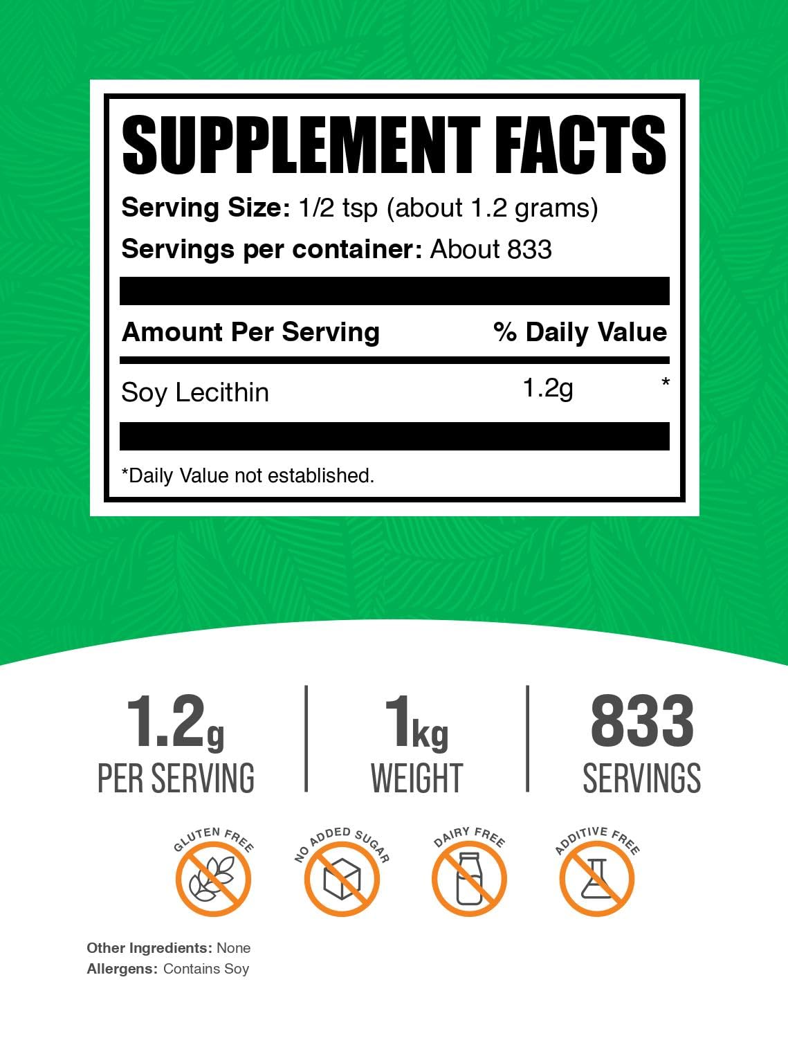 BulkSupplements Soy Lecithin Powder scoop shows precise dosing.
