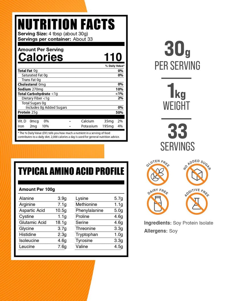 BulkSupplements soy protein isolate powder serving scoop ready to mix