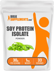 BulkSupplements soy protein isolate powder tub front for vegan protein support
