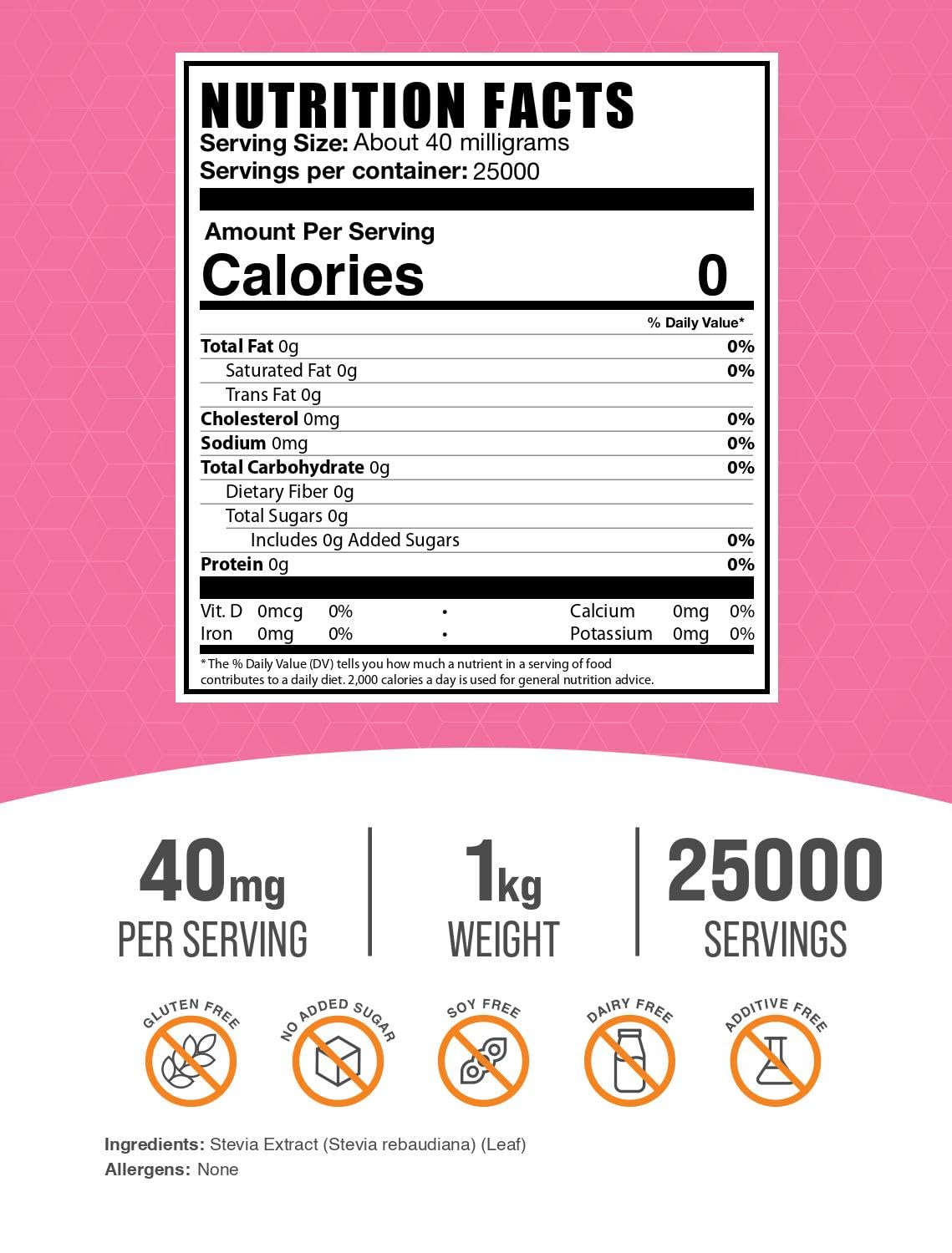 BulkSupplements Stevia Extract Powder scoop for precise, sugar-free seasoning.