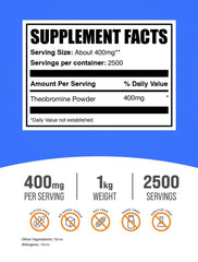 BulkSupplements Theobromine powder 1kg pack with label and packaging.