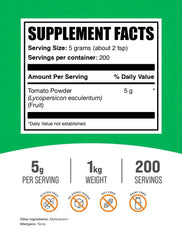 BulkSupplements Tomato Powder in a glass jar highlights gluten-free cooking versatility.