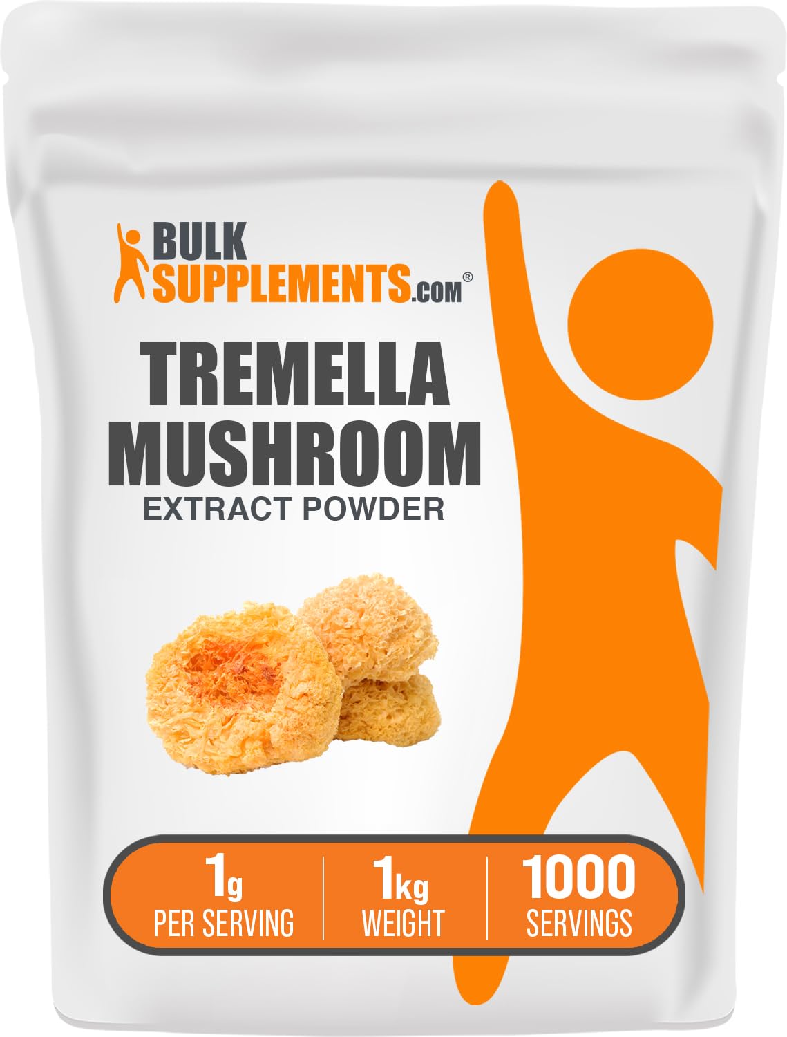 BulkSupplements Tremella Mushroom Extract bottle—vegan and gluten-free supplement for daily wellness.