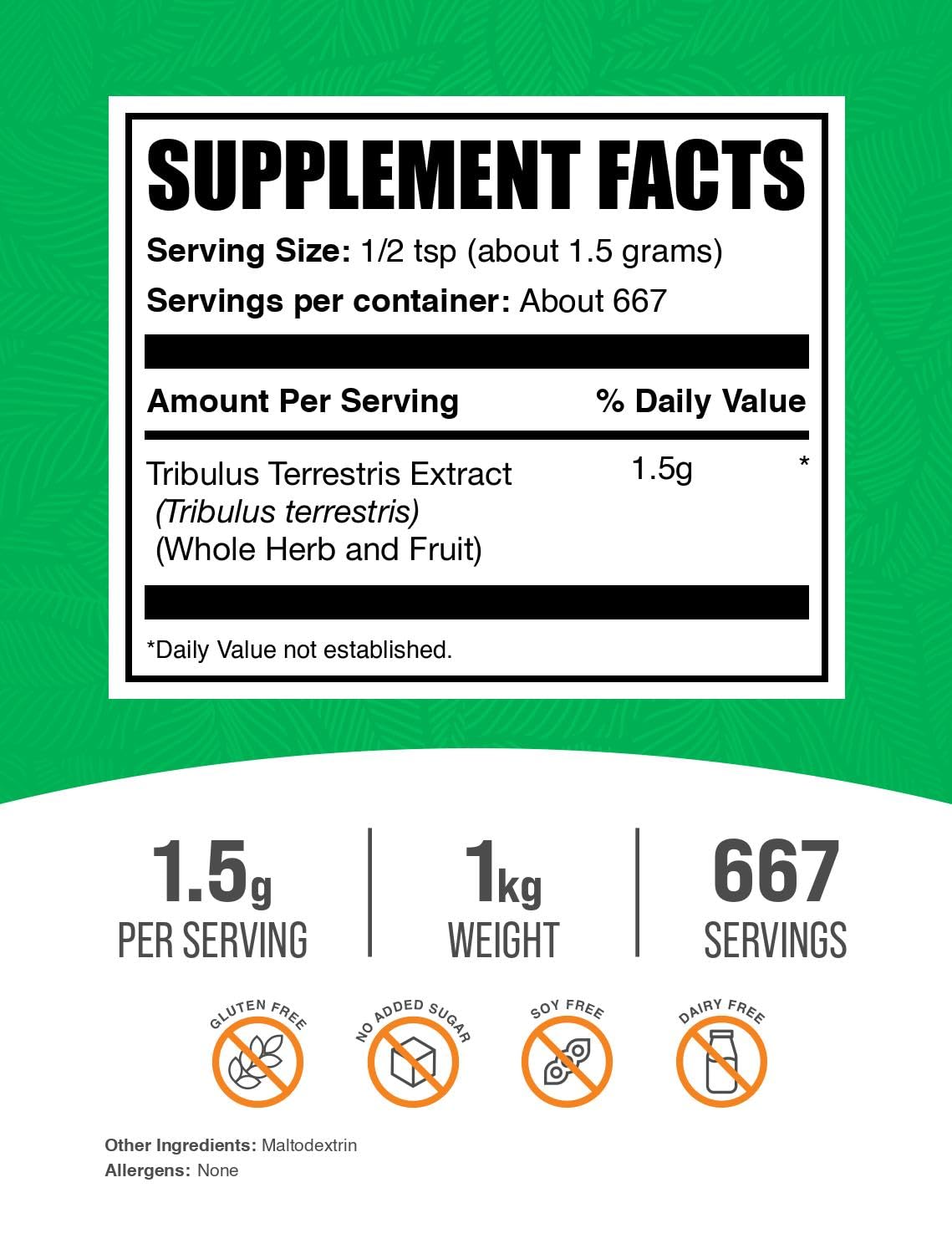 BulkSupplements Tribulus Terrestris Extract Powder with scoop ready for easy use.