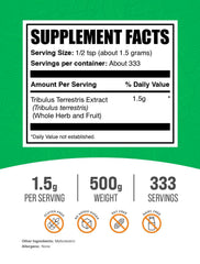 Bulksupplements Tribulus Terrestris extract powder scoop ready for precise daily servings.