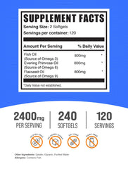 BulkSupplements triple omega softgels packaging for convenient daily use