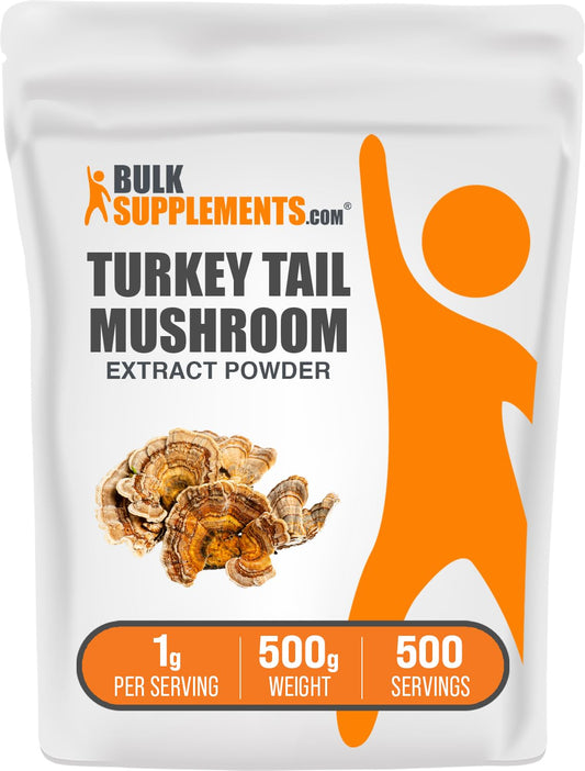 BulkSupplements Turkey Tail extract powder bottle for easy daily supplementation