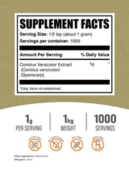 BulkSupplements Turkey Tail Extract powder close-up, ideal for smoothies and meals