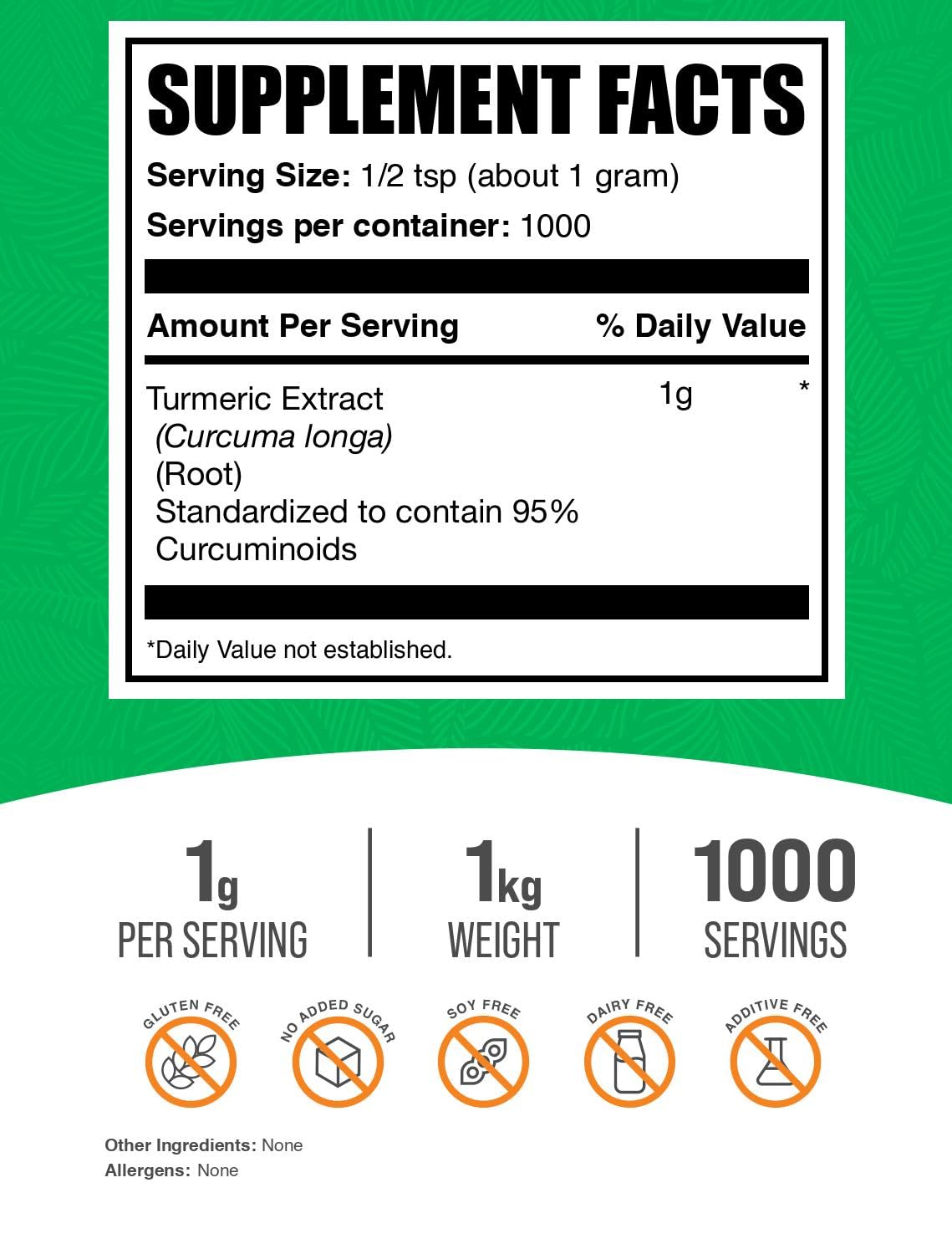 BulkSupplements turmeric extract powder container with scoop supports convenient everyday use.