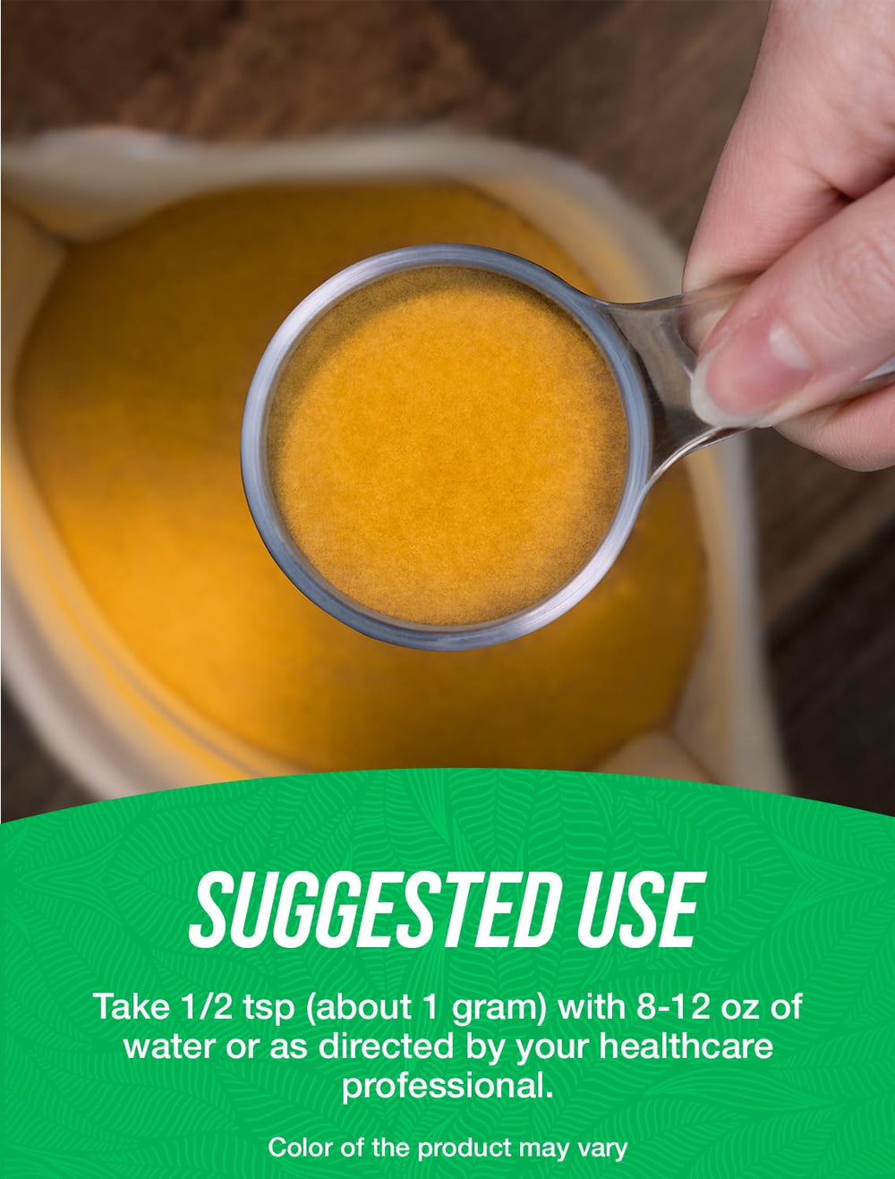 BulkSupplements turmeric extract powder packaging shows cGMP quality and third-party testing.