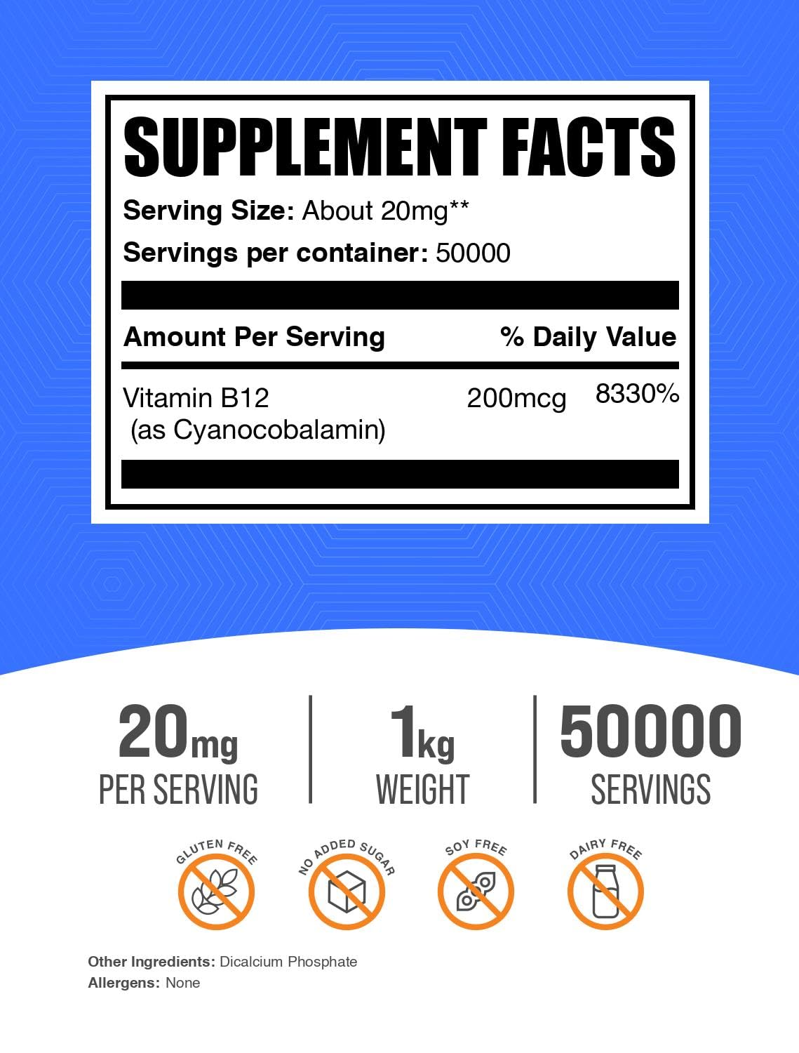 Bulksupplements B12 powder scoop scene showing easy mixing