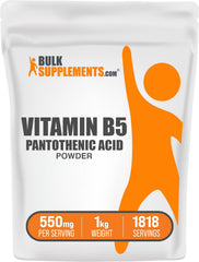 BulkSupplements Vitamin B5 powder in a calcium pantothenate jar for easy daily use.