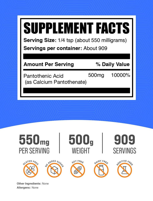 BulkSupplements Vitamin B5 powder measuring scoop for precise servings