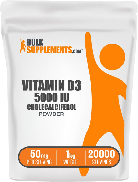 BulkSupplements Vitamin D3 powder jar shown for easy daily supplementation