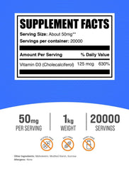 BulkSupplements Vitamin D3 powder with scoop for precise dosing
