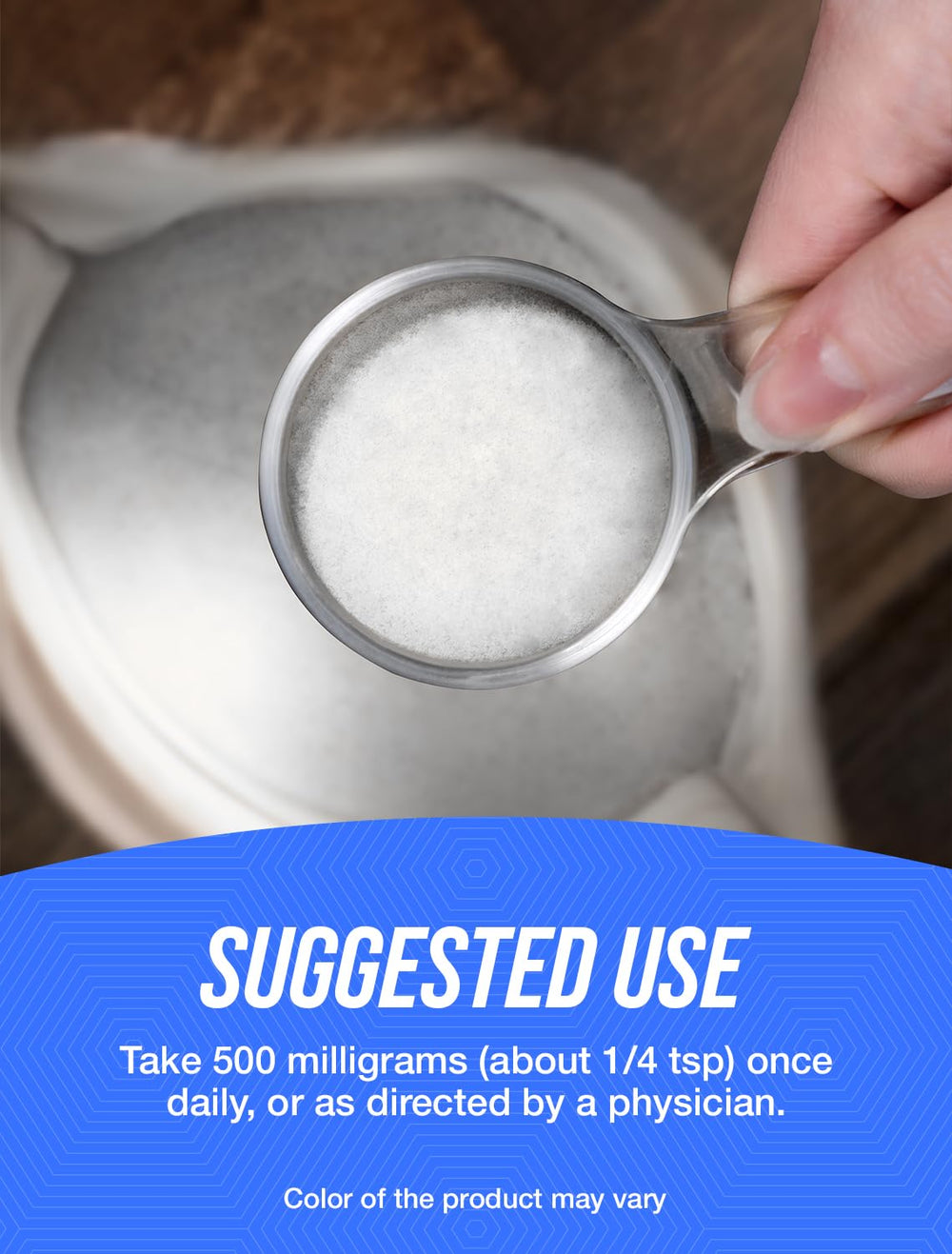 BulkSupplements Vitamin E 400 IU powder label indicating third-party testing and quality