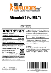 BulkSupplements K2 MK-7 powder packaging with label and ingredients