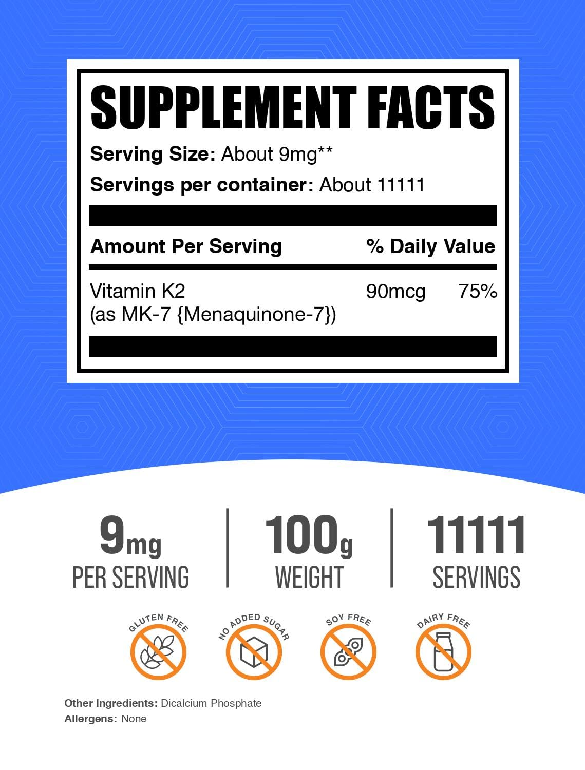 BulkSupplements Vitamin K2 MK-7 powder scoop in bowl shows easy integration into routines