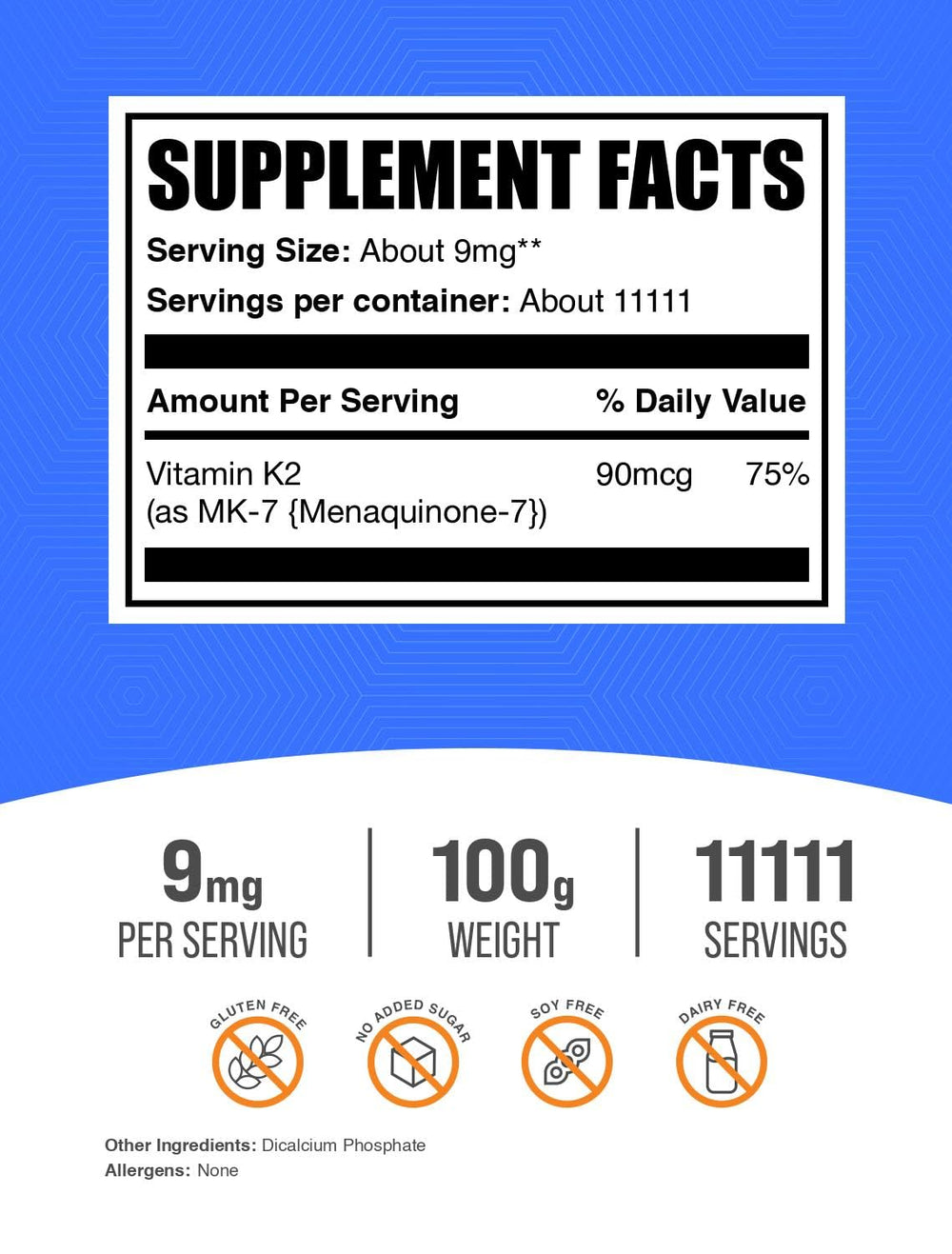 BulkSupplements Vitamin K2 MK-7 powder scoop in bowl shows easy integration into routines